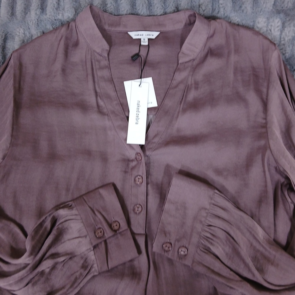 Naked Zebra Women's Size S Purple Long Sleeve Collared‎ Button Up Shirt Top